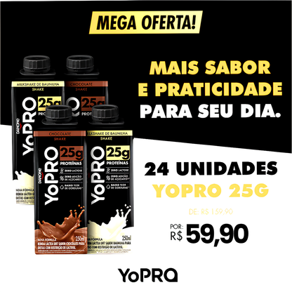 Pack YoPRO Bebida Láctea UHT Milkshake 25g de Proteínas 250ml - 24 Unidades (Últimas Unidades!)